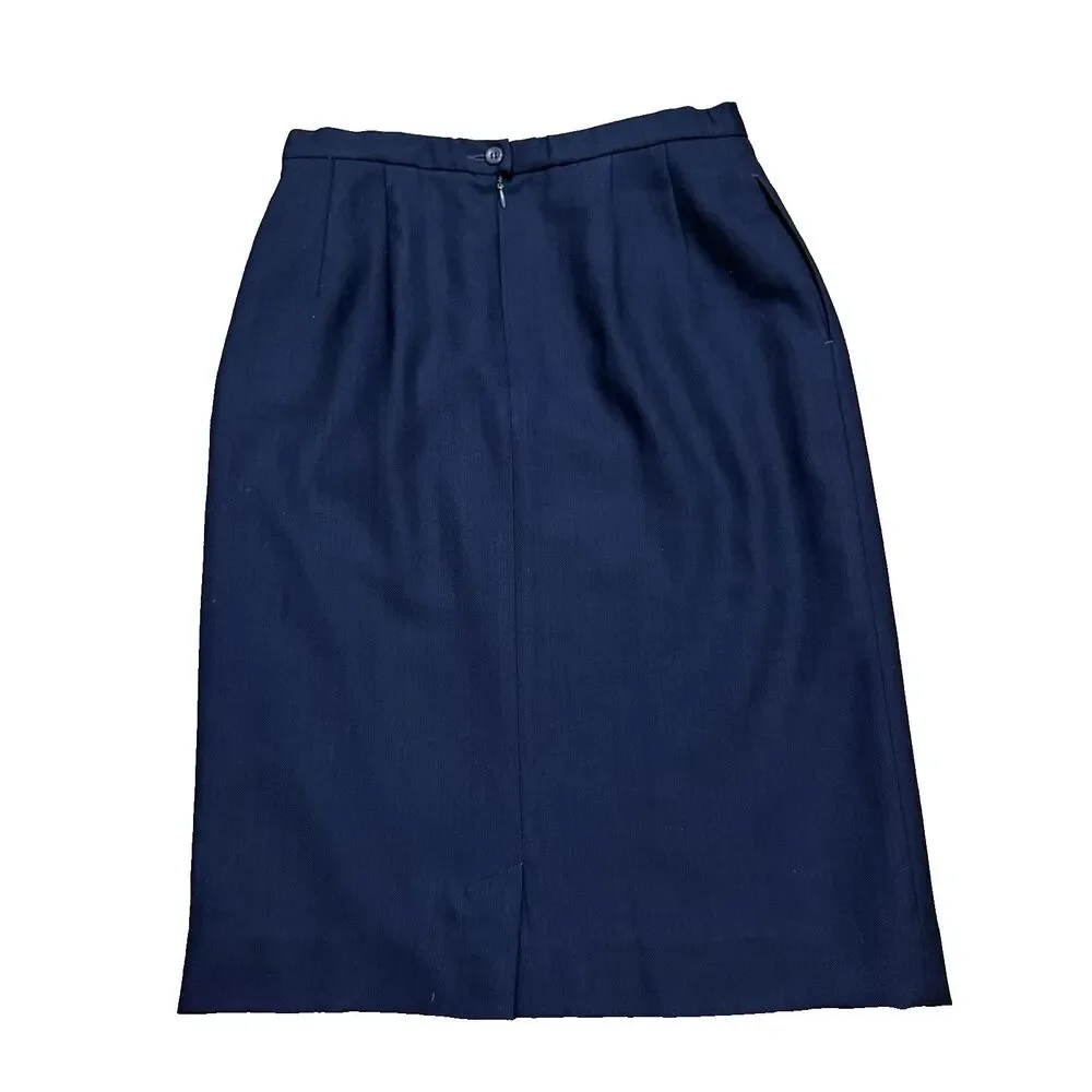 Vintage Pendleton Womens 8 Navy Blue 100% Virgin Wool Pencil Skirt Lined USA